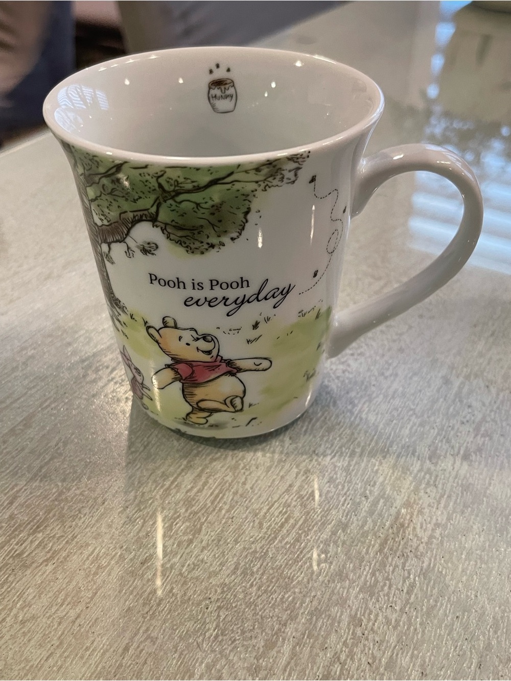 Disney Winnie the Pooh Ceramic Mug in White with Yellow, Red & Green Artwork